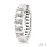 1/10 Ctw Bold Wide Ribbed Single Cut Diamond Fashion Earrings in Sterling Silver