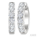 1 1/2 Ctw Round Cut Diamond Hoop Earrings in 14K White Gold