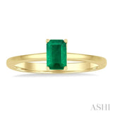 6x4 MM Octagon Shape Emerald Precious Solitaire Ring in 14K Yellow Gold