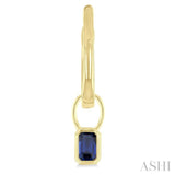 5x3 MM Bezel Set Emerald Cut Sapphire Precious Fashion Huggie Earrings in 14K Yellow Gold
