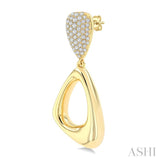 1 1/6 Ctw Dangler Inverted Pear Shape Round Cut Diamond Aeris Gold Fashion Earrings in 14K Yellow Gold