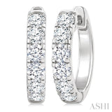 1 Ctw Round Cut Diamond Hoop Earrings in 14K White Gold