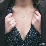 1/4 Ctw Fluted Texture Star Round Cut Diamond Pirouette Fashion Pendant With Chain in 10K Yellow and White Gold