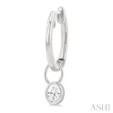 1/3 Ctw Bezel Set Oval Cut Diamond Huggie Earrings in 14K White Gold