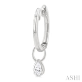1/3 Ctw Bezel Set Pear Cut Diamond Huggie Earrings in 14K White Gold