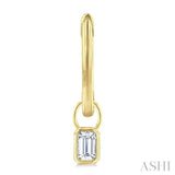 1/3 Ctw Bezel Set Emerald Cut Diamond Huggie Earrings in 14K Yellow Gold