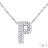 1/10 Ctw Bubble Accent Initial 'P' Round Cut Diamond Fashion Pendant With Chain in 10K White Gold