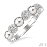 4 MM Bold Bead and 1/20 Ctw Round Cut Bead Bijoux Diamond Fashion Ring in Sterling Silver