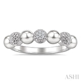 4 MM Bold Bead and 1/20 Ctw Round Cut Bead Bijoux Diamond Fashion Ring in Sterling Silver