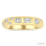1/3 Ctw Bezel Set Mixed Cut Diamond Mosaic Fashion Band in 14K Yellow Gold