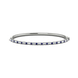 Diamond Baguette and Blue Sapphire Hinged Bangle