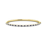 Diamond Baguette and Blue Sapphire Hinged Bangle