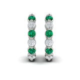 Diamond and Emerald Twist Hoop Earrings