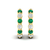 Diamond and Emerald Twist Hoop Earrings