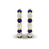 Diamond and Blue Sapphire Twist Hoop Earrings