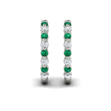 Diamond and Emerald Twist Hoop Earrings