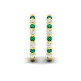 Diamond and Emerald Twist Hoop Earrings