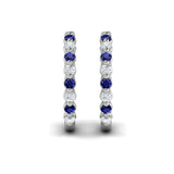 Diamond and Blue Sapphire Twist Hoop Earrings