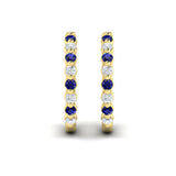 Diamond and Blue Sapphire Twist Hoop Earrings