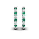Inside Out Diamond and Emerald Hoop Earrings