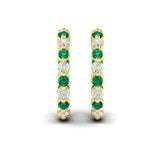 Inside Out Diamond and Emerald Hoop Earrings