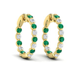 Inside Out Diamond and Emerald Hoop Earrings