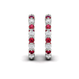 Inside Out Diamond and Ruby Hoop Earrings