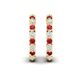 Inside Out Diamond and Ruby Hoop Earrings