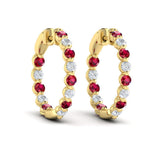 Inside Out Diamond and Ruby Hoop Earrings
