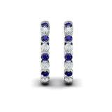 Inside Out Diamond and Blue Sapphire Hoop Earrings