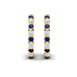 Inside Out Diamond and Blue Sapphire Hoop Earrings