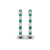 Inside Out Diamond and Emerald Hoop Earrings