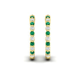 Inside Out Diamond and Emerald Hoop Earrings
