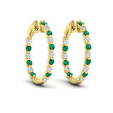 Inside Out Diamond and Emerald Hoop Earrings