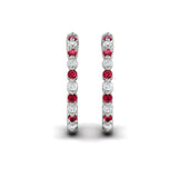 Inside Out Diamond and Ruby Hoop Earrings