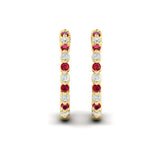 Inside Out Diamond and Ruby Hoop Earrings