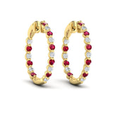 Inside Out Diamond and Ruby Hoop Earrings