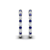 Inside Out Diamond and Blue Sapphire Hoop Earrings