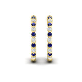Inside Out Diamond and Blue Sapphire Hoop Earrings
