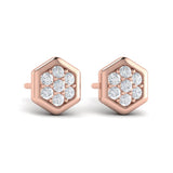 Diamond Cluster Honeycomb Stud Earrings
