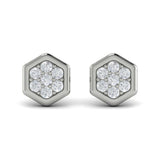 Diamond Cluster Honeycomb Stud Earrings