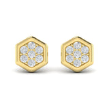 Diamond Cluster Honeycomb Stud Earrings