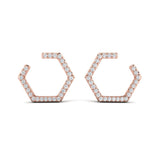 Diamond Forward-Facing Honeycomb Open Hoop Earrings