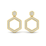 Channel Set Diamond Open Honeycomb Drop Stud Earrings