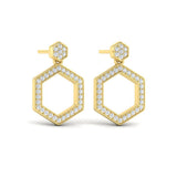 Channel Set Diamond Open Honeycomb Drop Stud Earrings