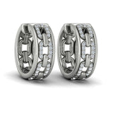 Reverse Channel Set Link Huggie Earrings