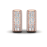Diamond Baguette Multi Row Huggie Earrings