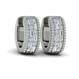 Diamond Baguette Multi Row Huggie Earrings 
