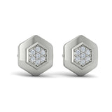 Diamond Cluster Honeycomb Stud Earrings