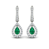 Tear Drop Emerald and Diamond Earrings